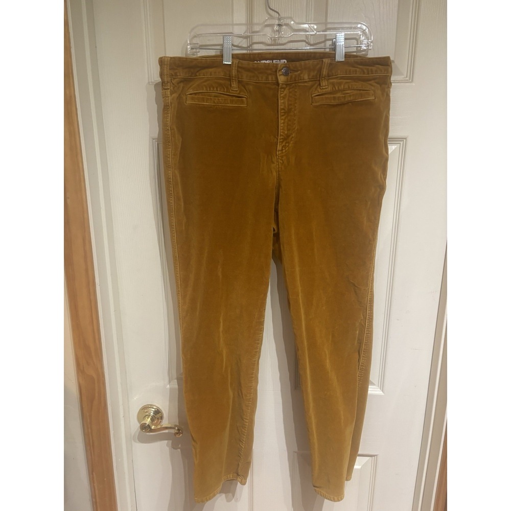 Lands' End Mid‎ Rise Slim Velvet Pants Mustard Brown Size 16w
